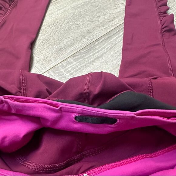 Lululemon speed tights III plum and pink full length reflective ruched 4 RARE - Picture 7 of 8